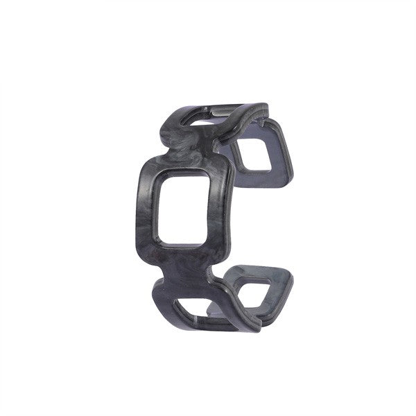 LINKED SUARED MARBLED RESIN CUFF ACRYLIC BRACELETS