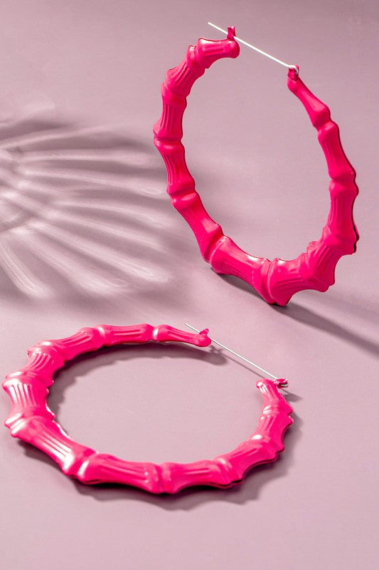 Oversize color coated bamboo hoop earrings