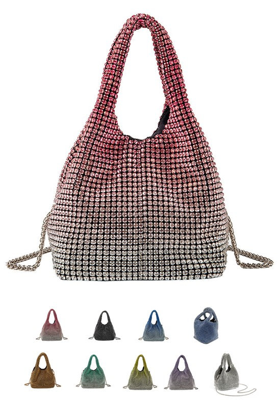 Full Diamond Bag Bucket Rhinestone Chain Purse