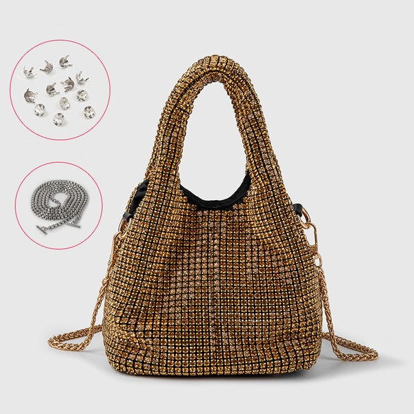 Full Diamond Bag Bucket Rhinestone Chain Purse