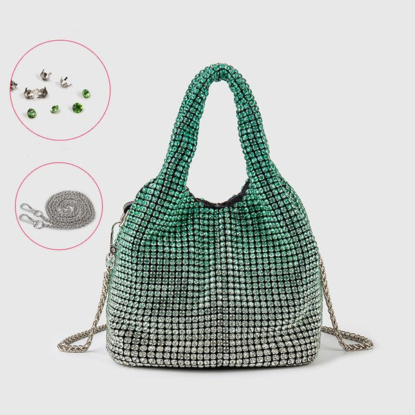 Full Diamond Bag Bucket Rhinestone Chain Purse