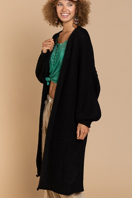 Timeless Maxi Cardigan with Balloon Sleeves
