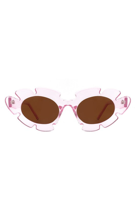 Irregular Round Cut-Out Cat Eye Flower Sunglasses