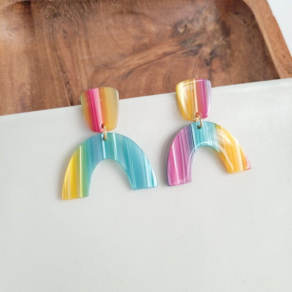 Ruby Earrings - Rainbow Stripe