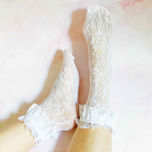 80's Lace Socks Set Of 2 Pairs