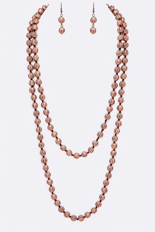 TEXTURED BEADS HAND KNOT CONVERTIBLE LONG NECKLACE
