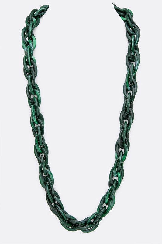 INTERLOCK RESIN CHAIN LINK LONG NECKLACE