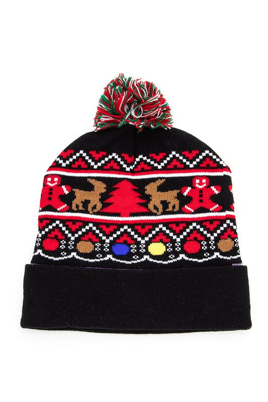Christmas Mix Print Intarsia Beanie Set