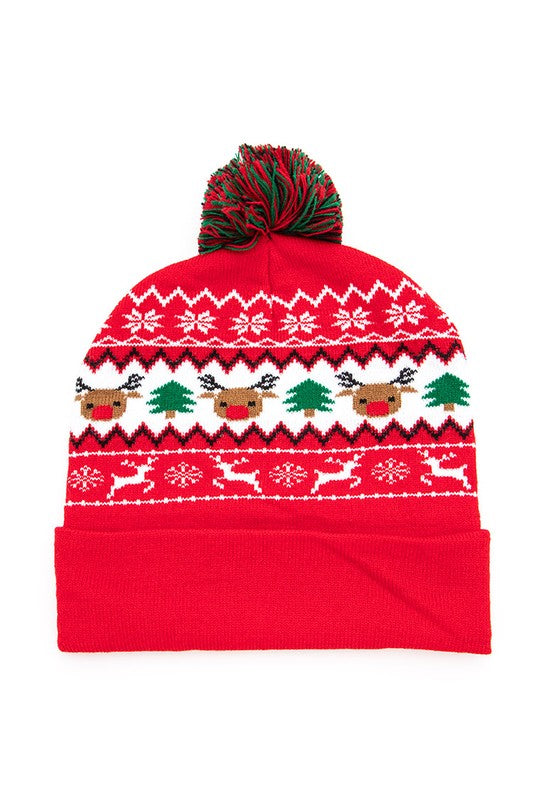 Christmas Mix Print Intarsia Beanie Set