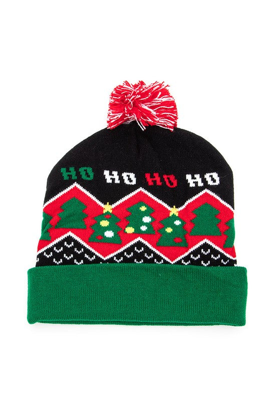 Christmas Mix Print Intarsia Beanie Set