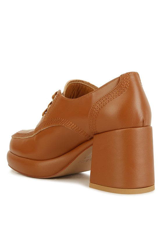 Zaila Leather Block Heel Oxfords