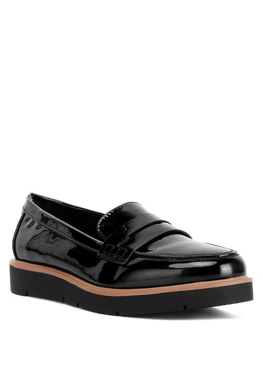 Sinclair Patent Faux Leather Heeled Loafers