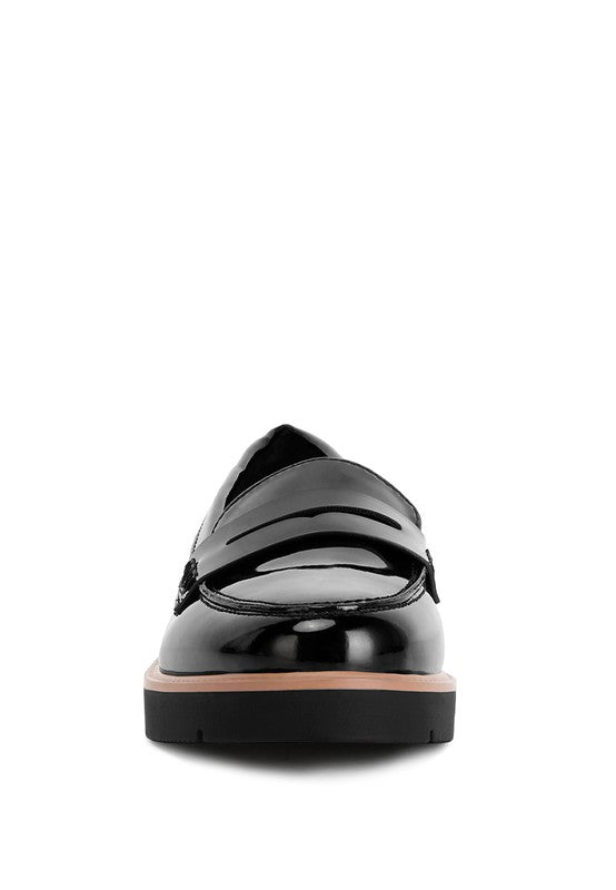 Sinclair Patent Faux Leather Heeled Loafers