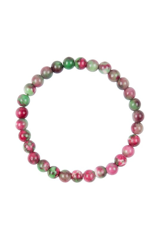 Multi-Colored Jade Stone Stretch Bracelet B2933