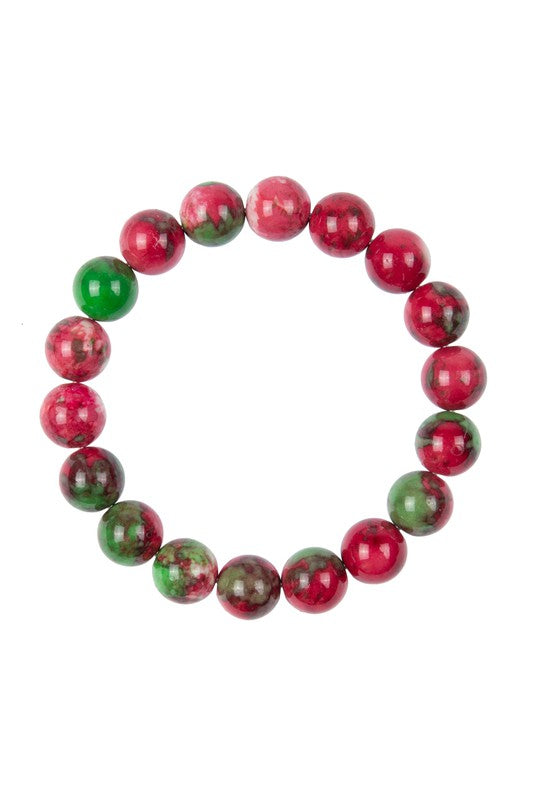 Multi-Colored Jade Stone Stretch Bracelet B2933