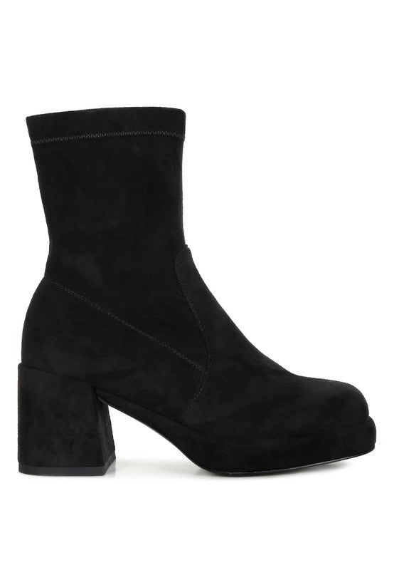 TWO CUBES Stretch Suede Ankle Boots