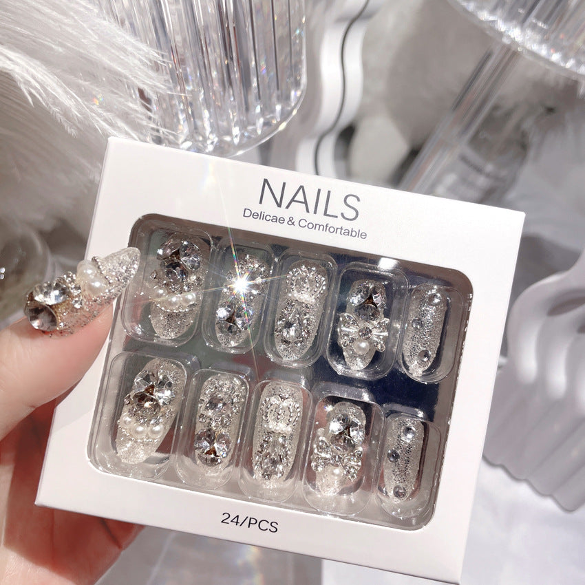 Glamour Galore: 24-Piece Sparkling Gem Fake Nails Box