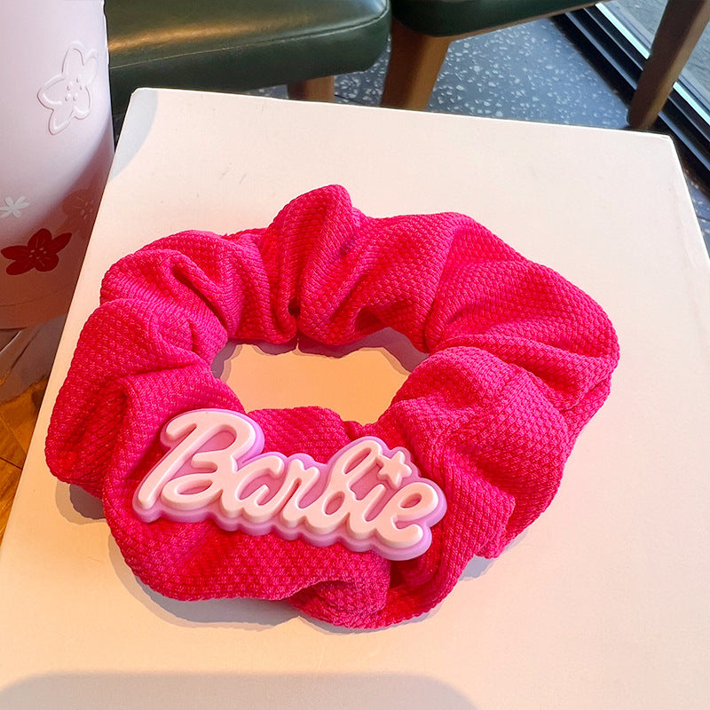 Rose Pink Plush Hair Scrunchies - Special Gift 4pcs Girls Set