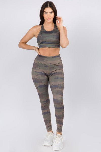 Active High Rise Camouflage Leggings with Pocket